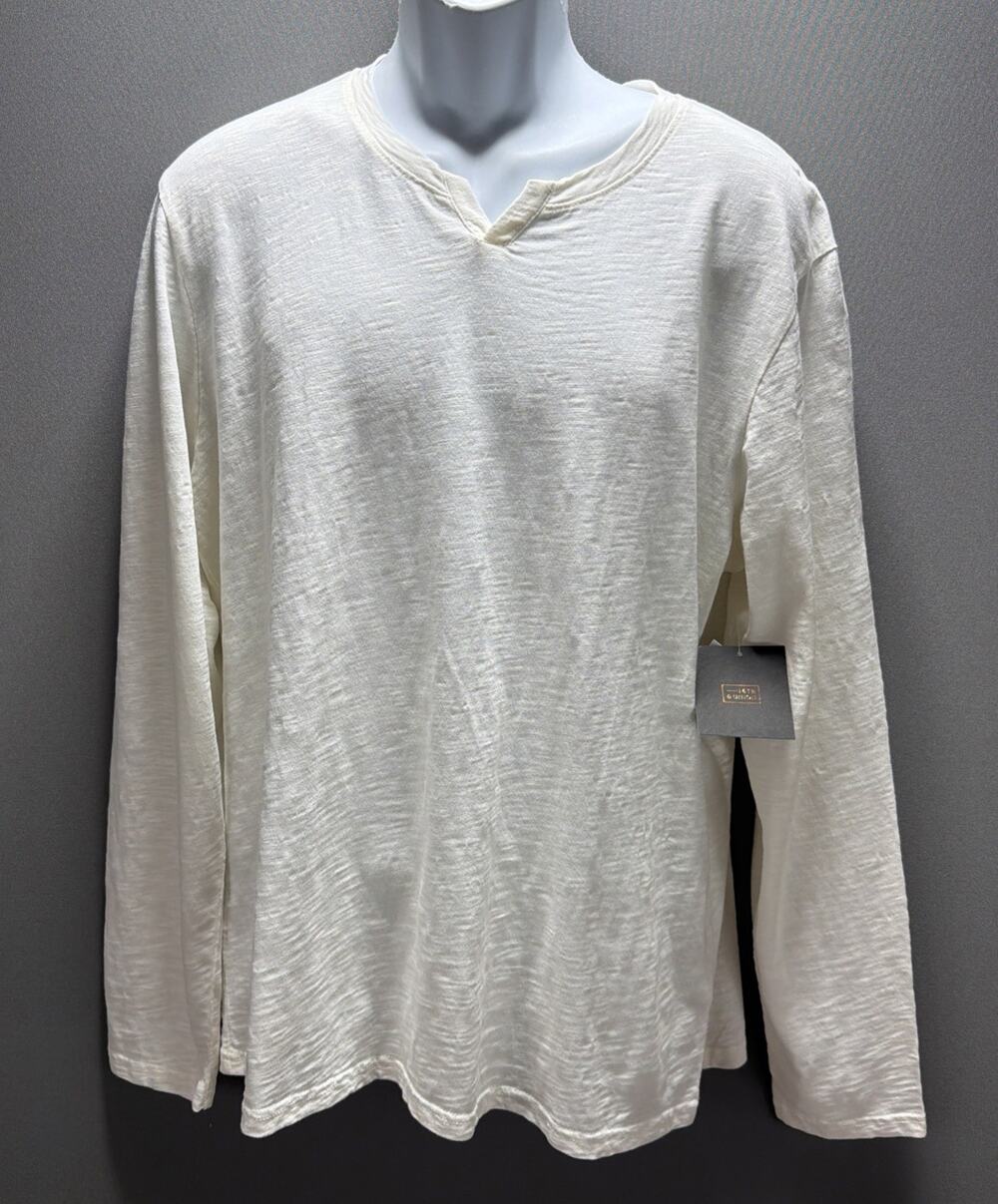 14th & Union Nordstrom Rack Mens L Ivory Henley Shirt Long Sleeves NWT